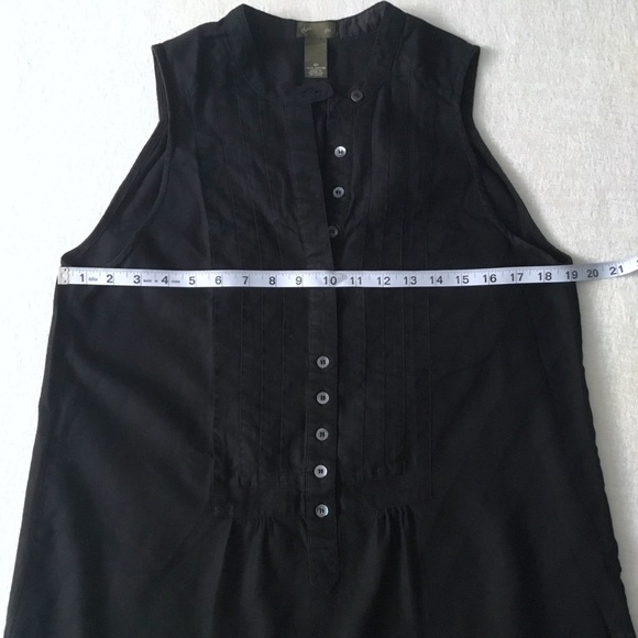 Fei Sleeveless Tunic Woman’s Size 10 Black Button Front Side Slits - Picture 6 of 10